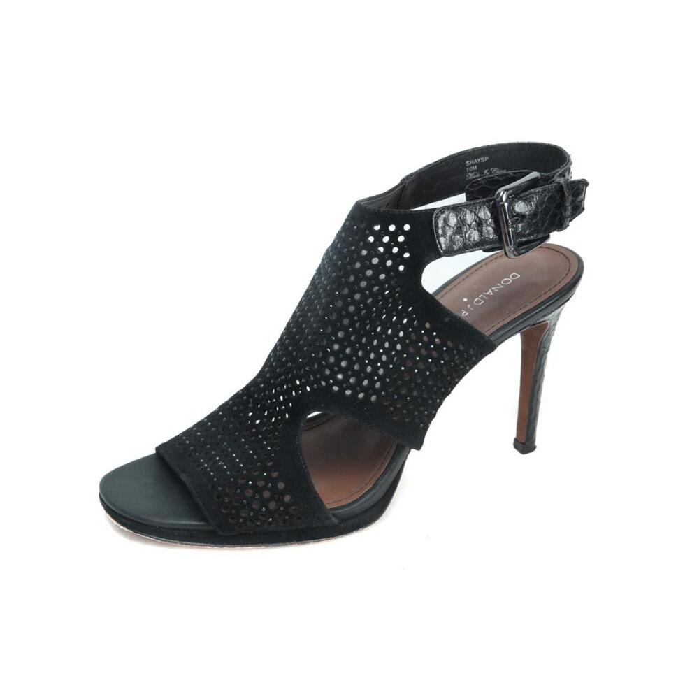 Donald J. Pliner Shaysp black suede laser-cut peep-toe high heels women's 10 M